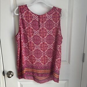 Cynthia Rowley Pink and Yellow Patterned Sleeveless Blouse